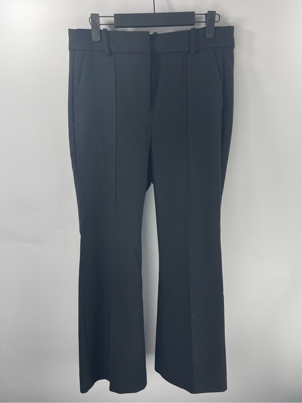 J.CREW Carreman Sz 8 Premium Career Workwear Black Trousers Wide Leg Dress Pants